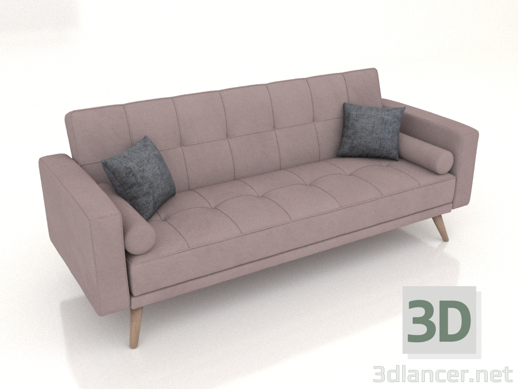 modèle 3D Canapé-lit Scandinavie (rose cendré) - preview