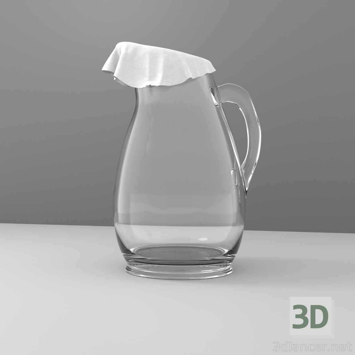 3d model Jarra de vidrio cubierta con un trapo - vista previa