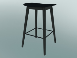 Tabouret de bar avec base en fibre de bois (H 65 cm, noir)