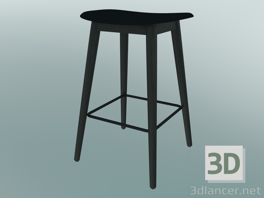 Modelo 3d Banqueta alta com base de fibra de madeira (H 65 cm, preto) - preview