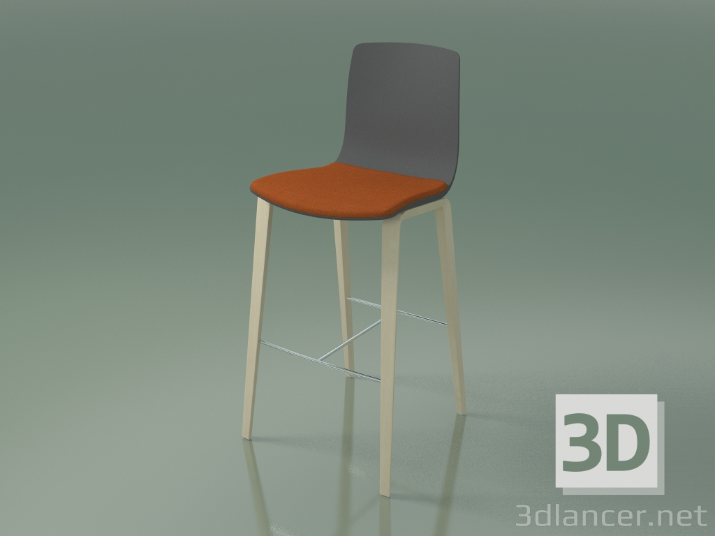 3d model Silla de bar 3999 (4 patas de madera, polipropileno, con una almohada en el asiento, abedul blanco) - vista previa