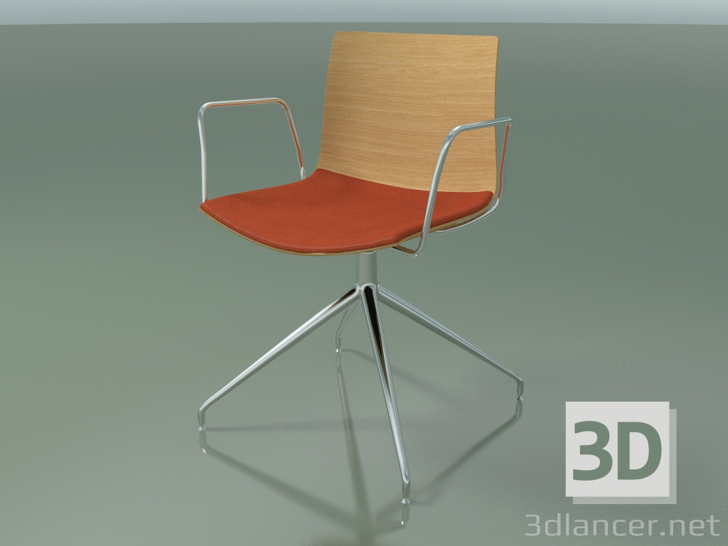 Modelo 3d Cadeira 0279 (giratória, com braços, com almofada para assento, LU1, carvalho natural) - preview