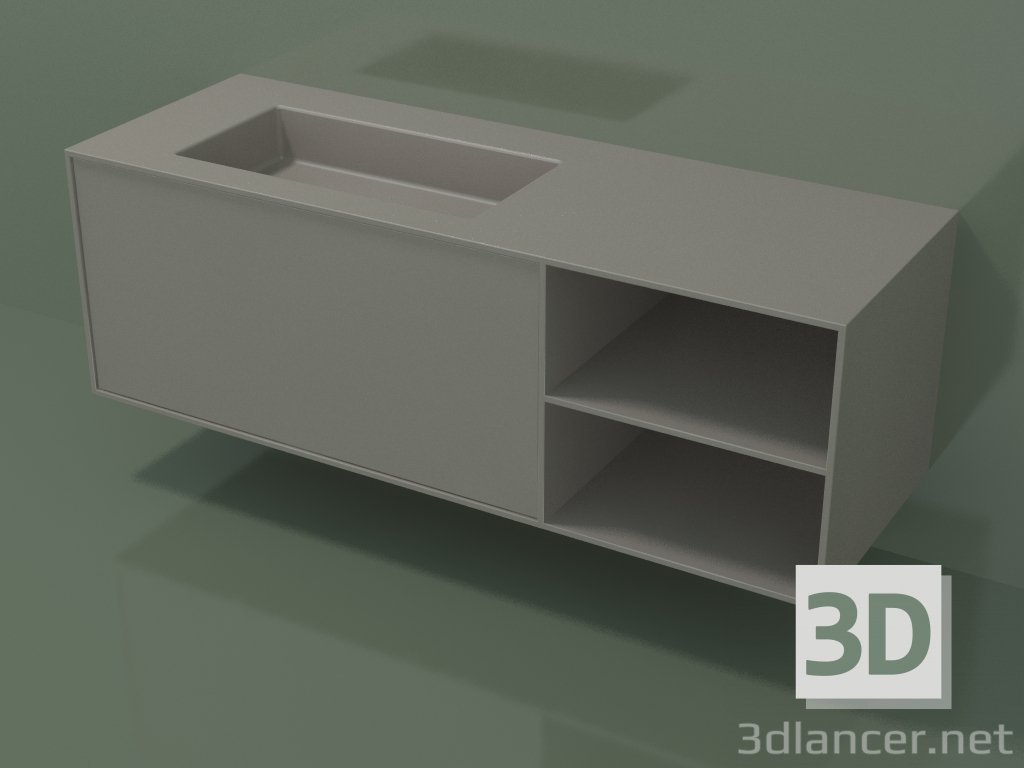 Modelo 3d Lavatório com gaveta e compartimento (06UC834S2, Clay C37, L 144, P 50, H 48 cm) - preview