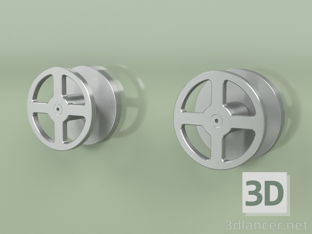 Modelo 3d Conjunto montado na parede de 2 válvulas de corte de mistura (20 63 V, AS) - preview