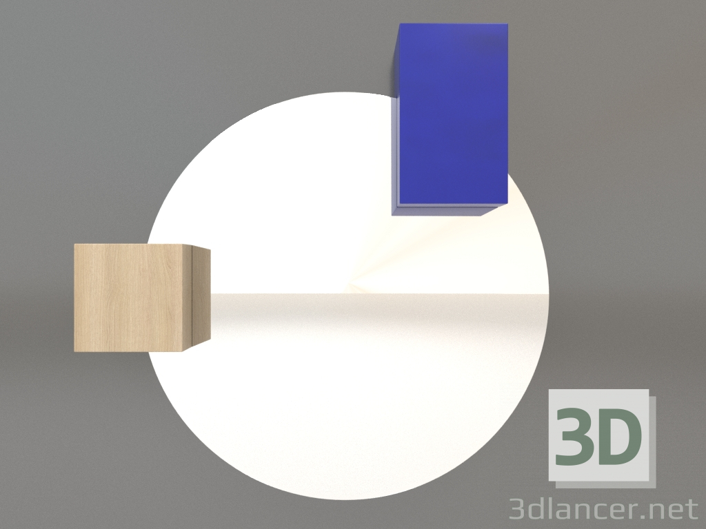 3d модель Зеркало ZL 07 (672х679, wood white, blue) – превью