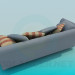 3d model Striped sofa with pillows - preview