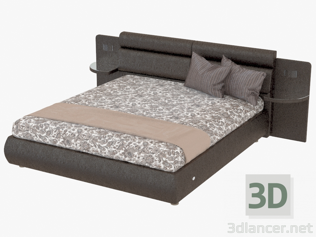 modello 3D Letto con finiture in pelle Modena - anteprima