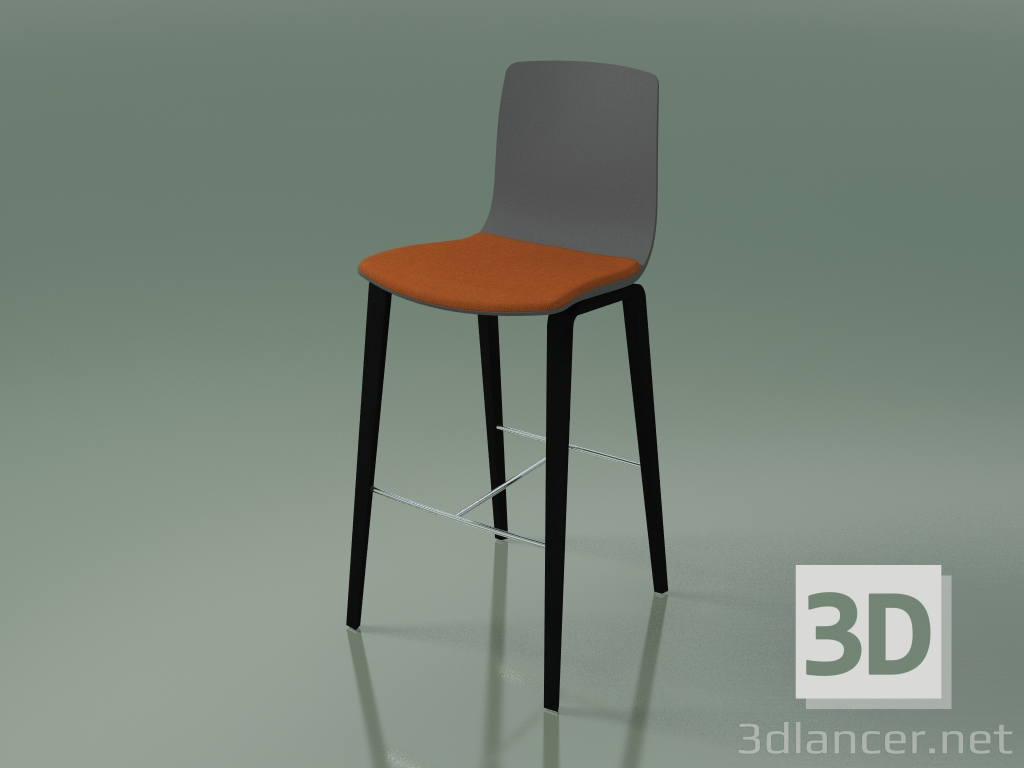 3d model Silla de bar 3999 (4 patas de madera, polipropileno, con una almohada en el asiento, abedul negro) - vista previa