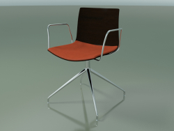 Silla 0279 (giratoria, con reposabrazos, con cojín de asiento, LU1, wengué)