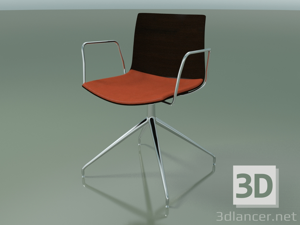 3d model Chair 0279 (swivel, with armrests, with seat cushion, LU1, wenge) - preview