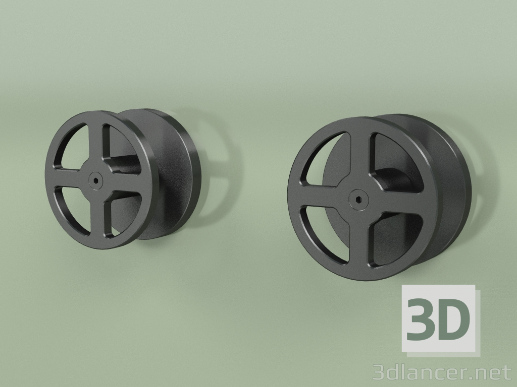 3d model Wall-mounted set of 2 mixing shut-off valves (20 63 V, ON) - preview