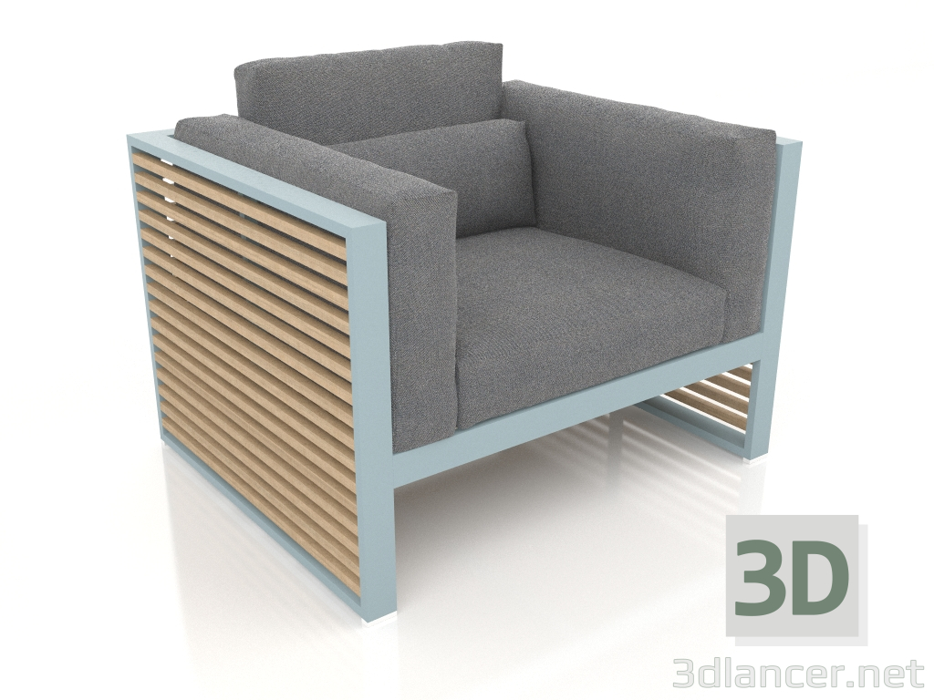 3D Modell Loungesessel mit hoher Rückenlehne (Blaugrau) - Vorschau