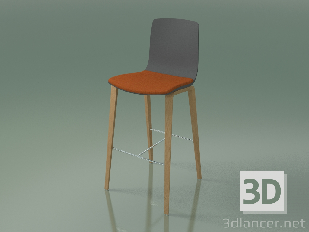 3D modeli Bar sandalyesi 3999 (4 ahşap ayak, polipropilen, koltukta bir yastık ile, meşe) - önizleme