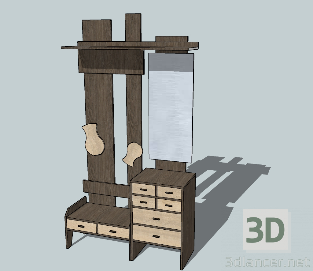 3d модель прихожая Дача – превью