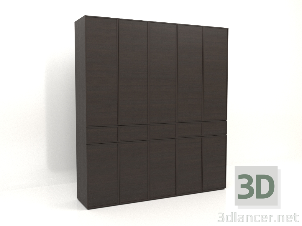 modello 3D Armadio MW 03 legno (2500x580x2800, legno marrone scuro) - anteprima