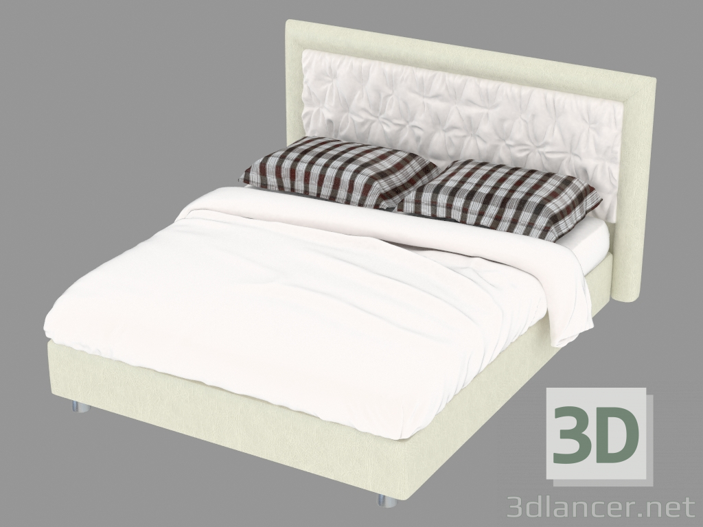 Modelo 3d Cama de casal em estofado em couro Pochette - preview