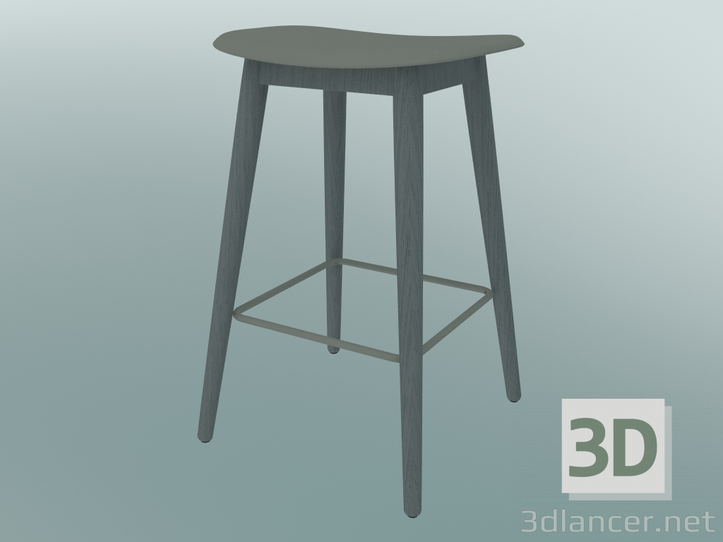 3d model Bar stool with Fiber wood base (H 65 cm, Gray) - preview