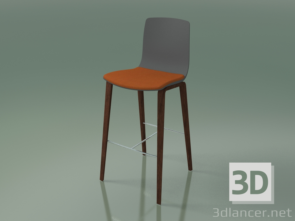 3D Modell Bar Stuhl 3999 (4 Holzbeine, Polypropylen, mit einem Kissen auf dem Sitz, Walnuss) - Vorschau