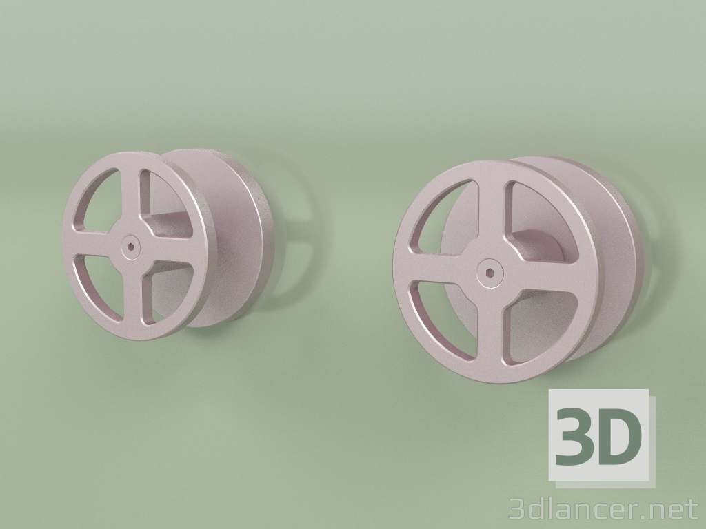 Modelo 3d Conjunto montado na parede de 2 válvulas de corte de mistura (20 63 V, OR) - preview