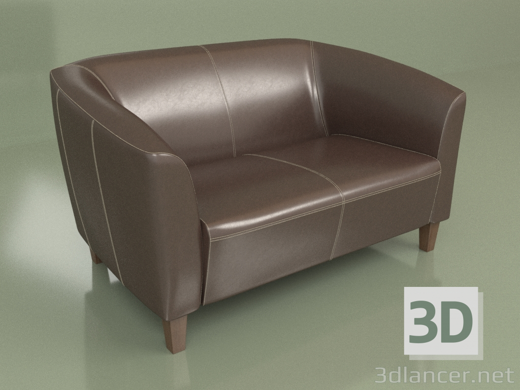 3d model Sofá doble Oxford (cuero marrón) - vista previa