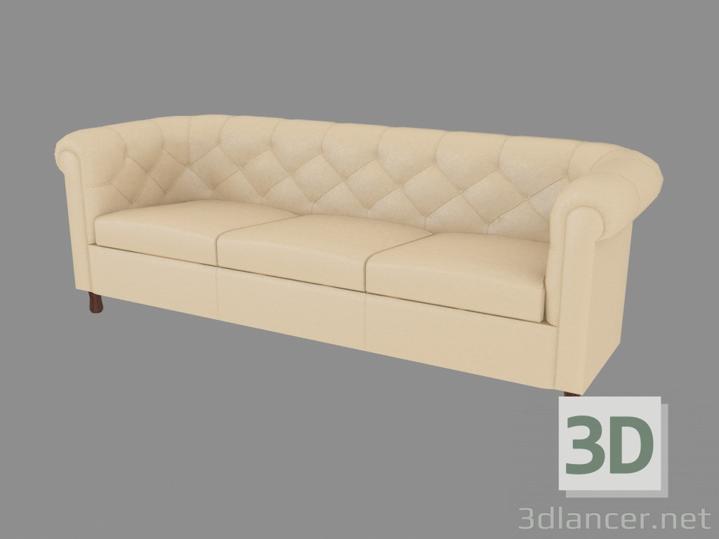 3D Modell Ledersofa dreifach - Vorschau