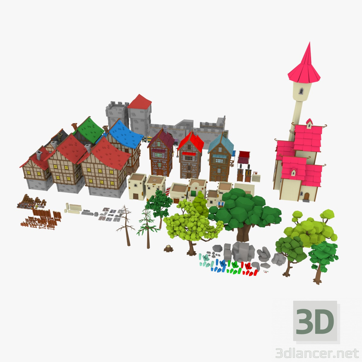 3d Medieval City Pack модель купить - ракурс