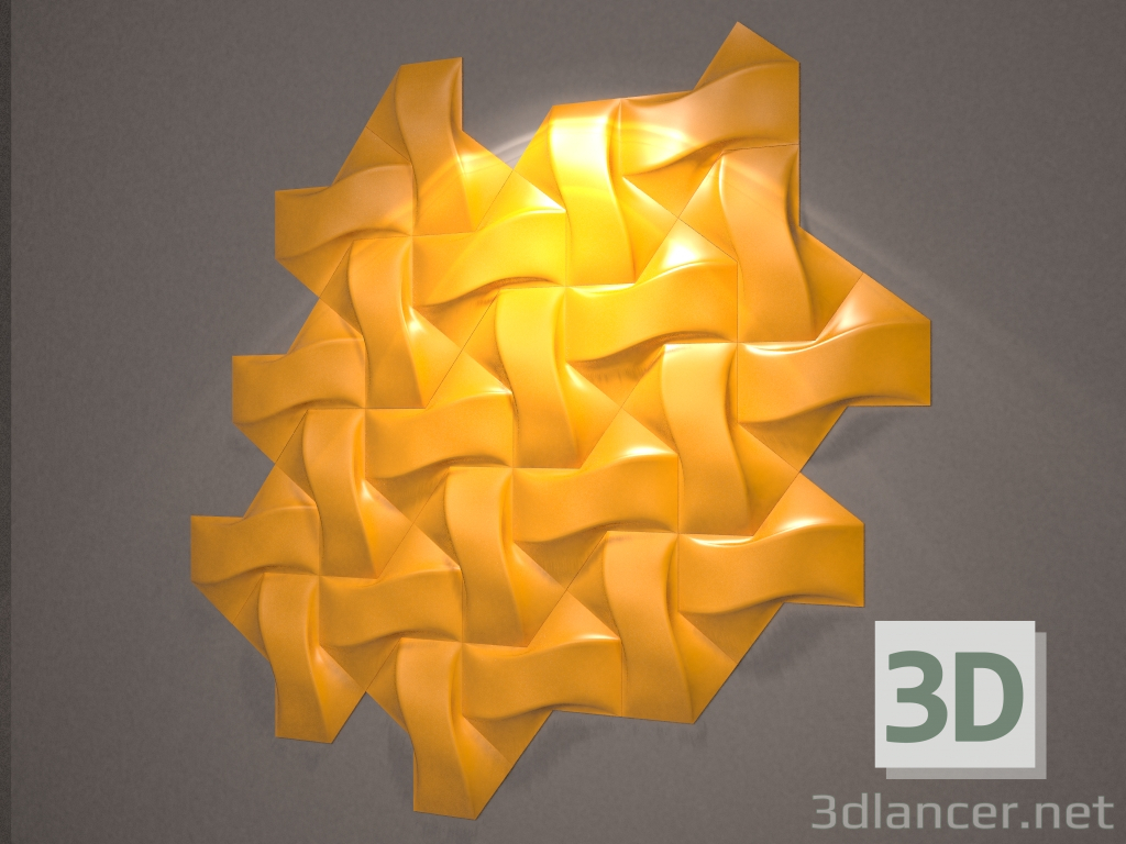 Modelo 3d Painel Folha decorativa - preview