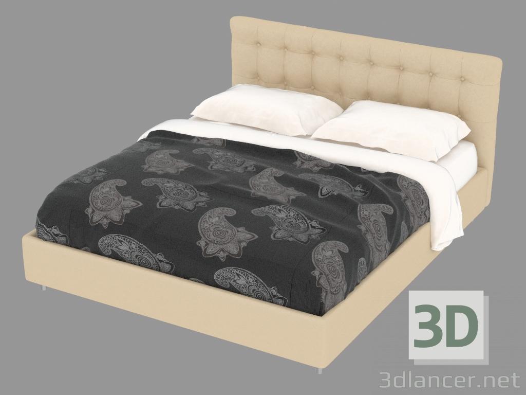 modello 3D Letto matrimoniale rivestito in pelle Relais - anteprima