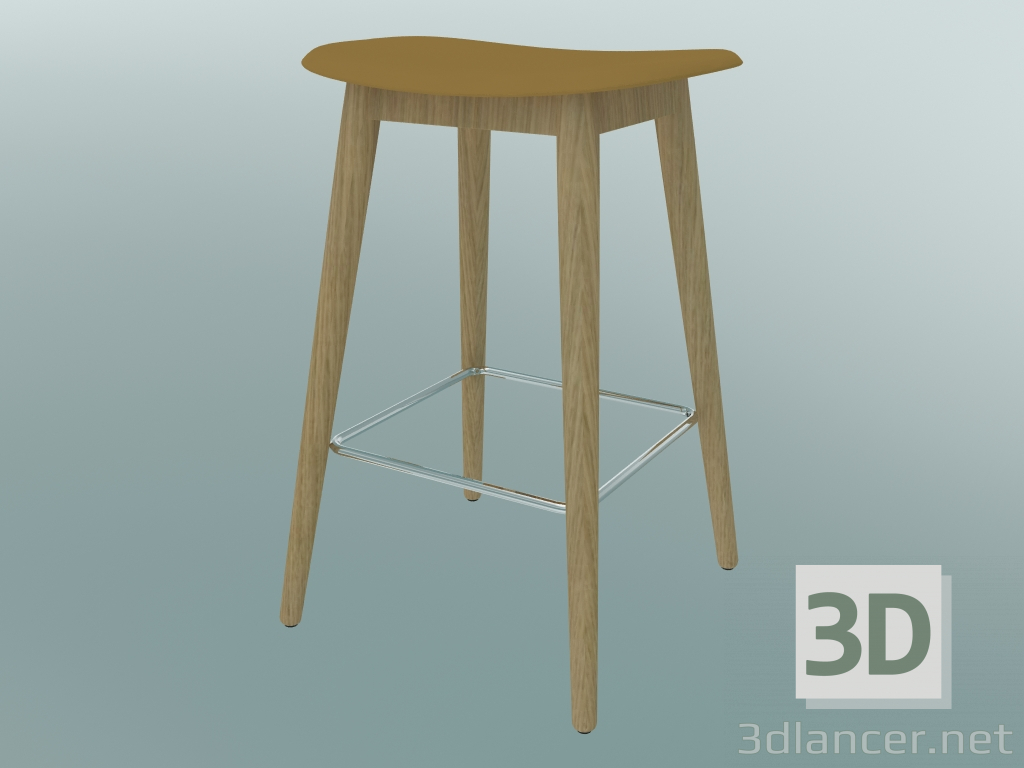 3d model Taburete de bar con base de fibra de madera (H 65 cm, roble, ocre) - vista previa