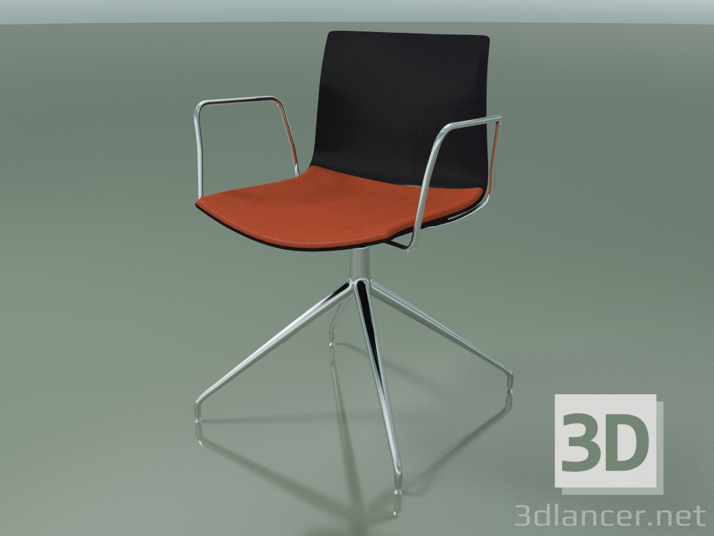 3D Modell Stuhl 0279 (drehbar, mit Armlehnen, mit Sitzkissen, LU1, PO00109) - Vorschau