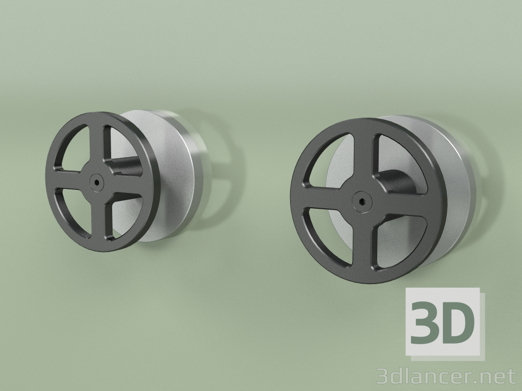 Modelo 3d Conjunto montado na parede de 2 válvulas de corte de mistura (20 63 V, AS-ON) - preview