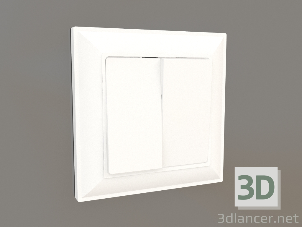 3d model Interruptor de dos gangs (blanco brillante) - vista previa