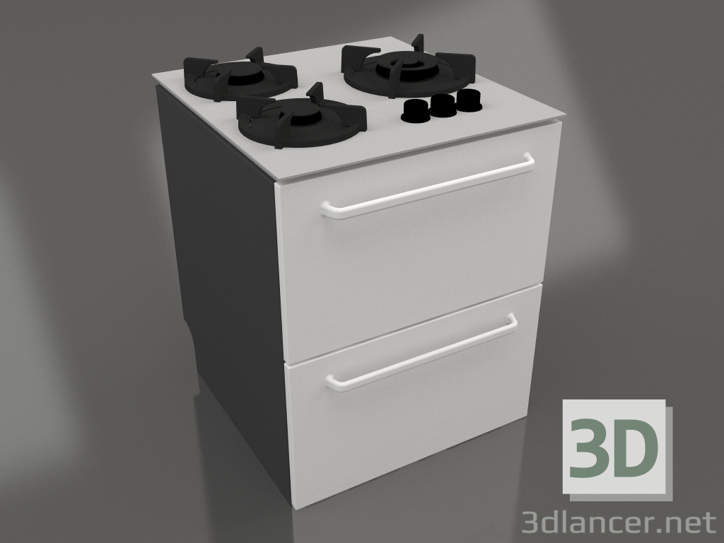 3d model Gas stove 60 cm (grey) - preview