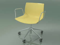 Chair 0213 (5 wheels, with armrests, chrome, polypropylene PO00415)