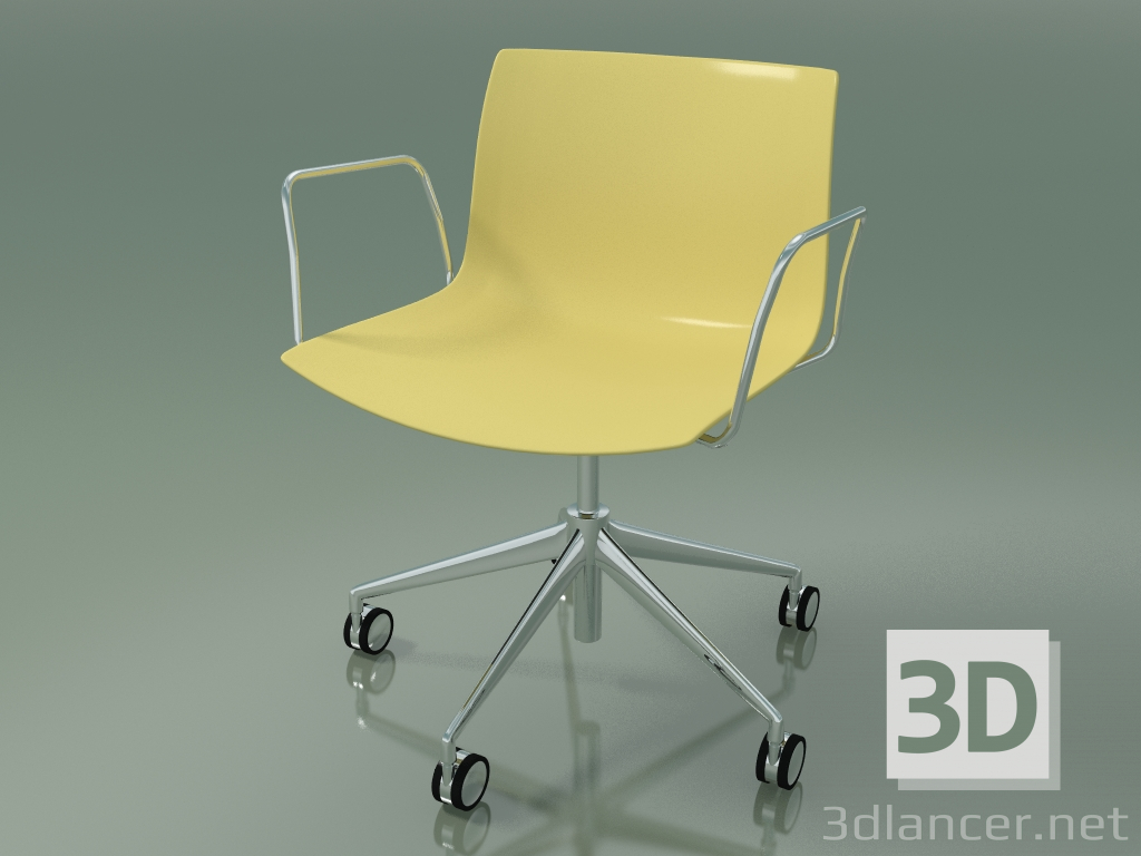 3d model Silla 0213 (5 ruedas, con reposabrazos, cromo, polipropileno PO00415) - vista previa