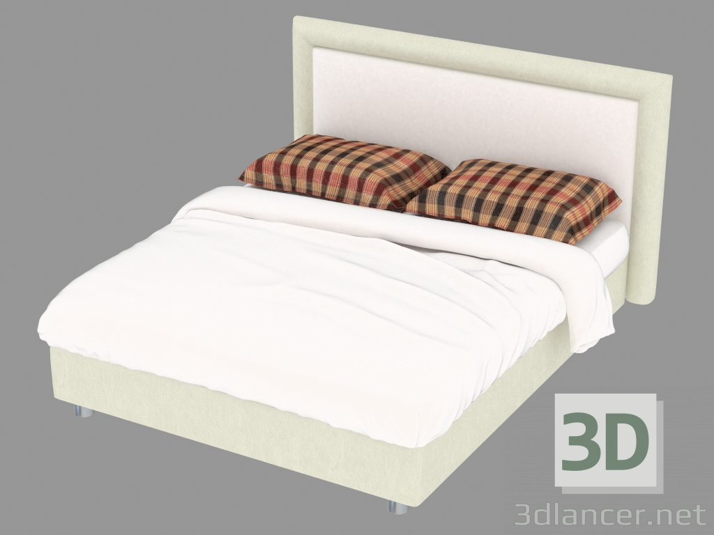 3d model Cama en cuero tapizado y espacio de almacenamiento Pochette - vista previa