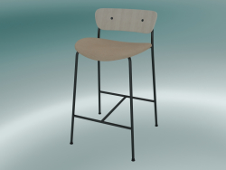 Tabouret de bar Pavilion (AV8, H 85cm, 48х50cm, Chêne laqué, Cuir - Soie ANILINE)