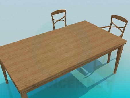 3d model A large dining table - preview