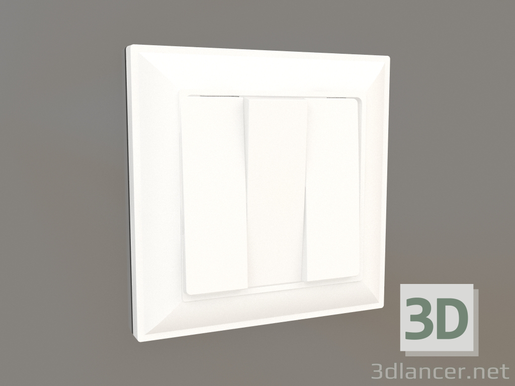 Modelo 3d Interruptor de três teclas (branco brilhante) - preview