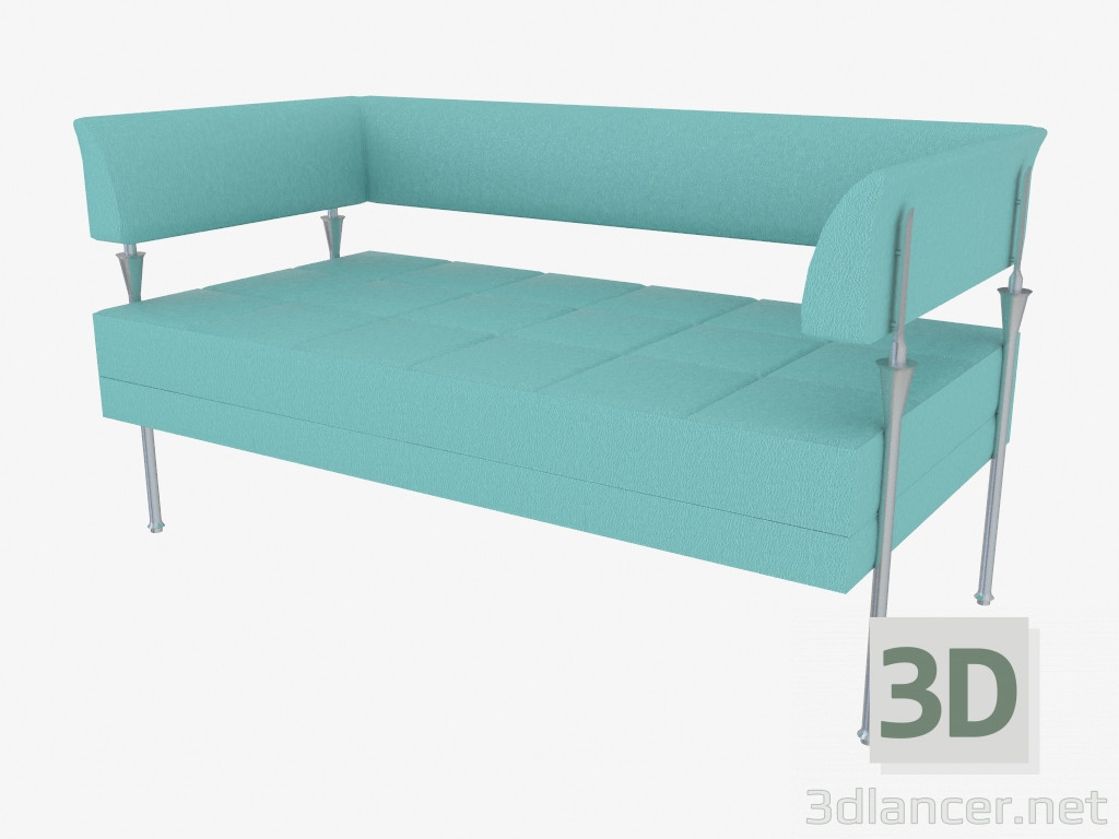 modèle 3D Canapé en cuir double - preview