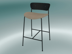 Bar stool Pavilion (AV8, H 85cm, 48x50cm, Black stained oak, Leather - Silk Aniline)