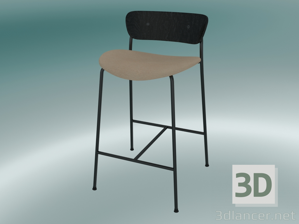 3d модель Стілець барний Pavilion (AV8, H 85cm, 48х50cm, Black stained oak, Leather - Silk Аniline) – превью