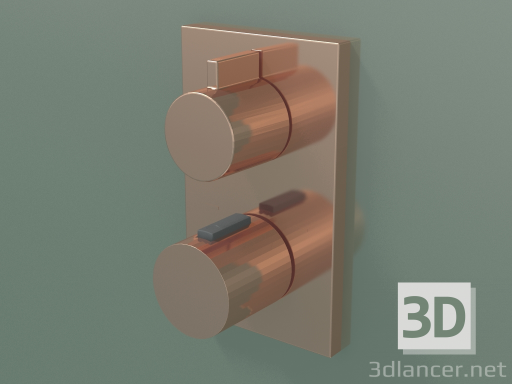 Modelo 3d Termostato embutido para chuveiro e banheira, com dois pontos de saída (36 426 670-490010) - preview