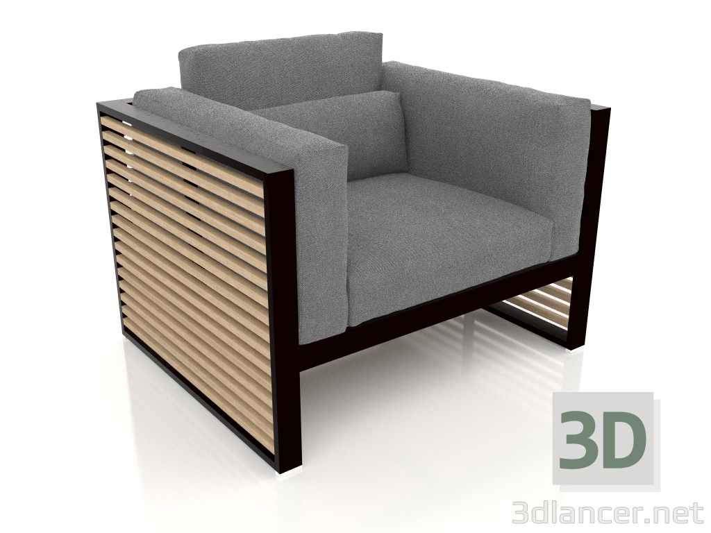 3D Modell Loungesessel mit hoher Rückenlehne (Schwarz) - Vorschau