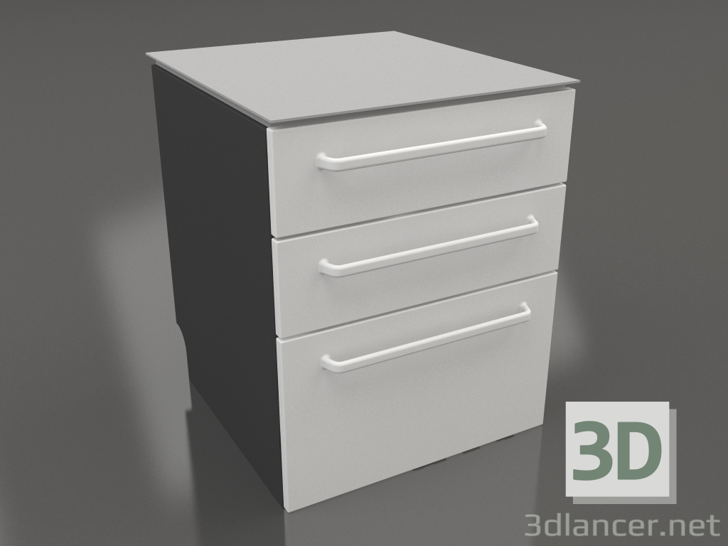 3d model Mueble con tres cajones para cubiertos 60 cm (gris) - vista previa