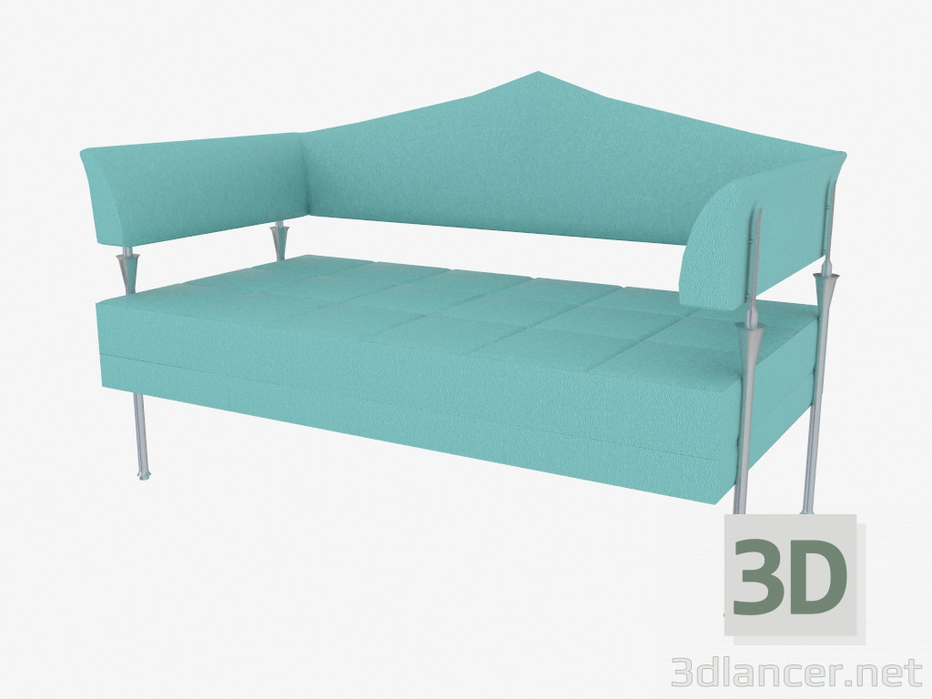 3d model Sofá de cuero doble con una parte posterior triangular - vista previa