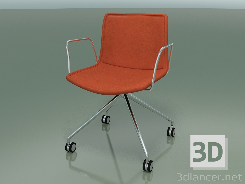 modello 3D Sedia 0317 (4 ruote, con braccioli, LU1, con rivestimento rimovibile in pelle liscia) - anteprima