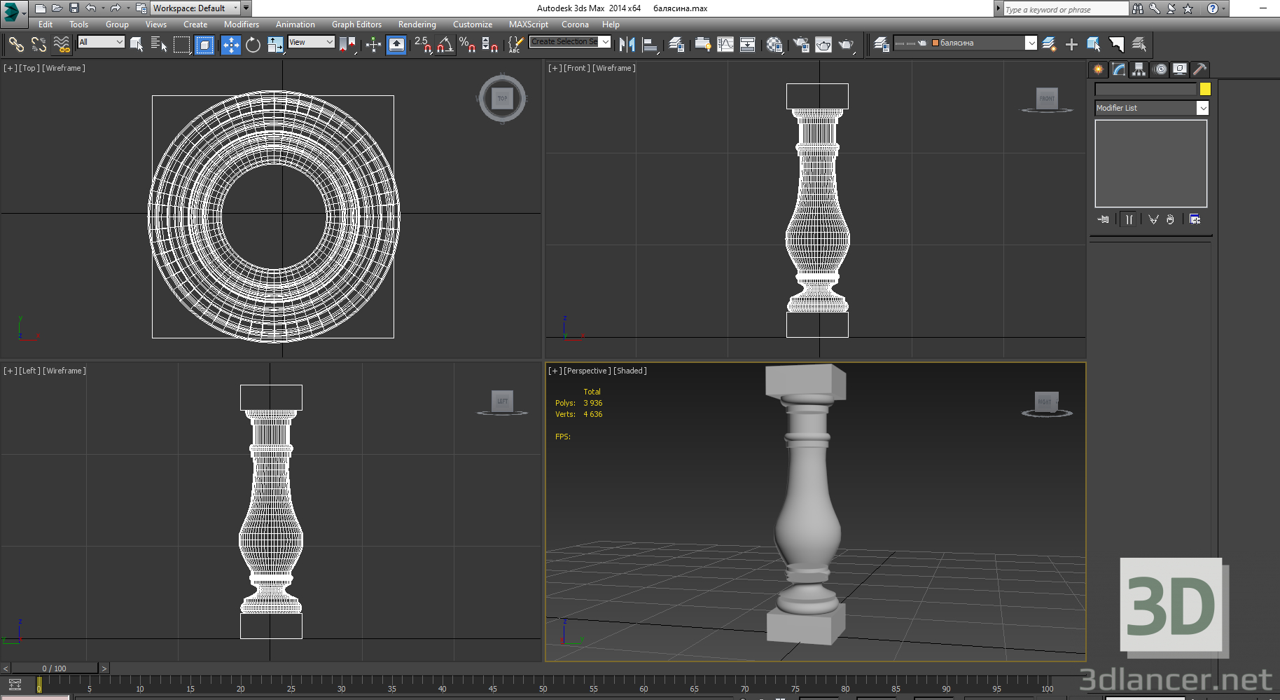 modèle 3D de balustre acheter - rendu