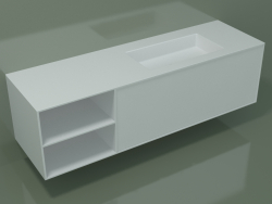 Washbasin with drawer and compartment (06UC934D2, Glacier White C01, L 168, P 50, H 48 cm)