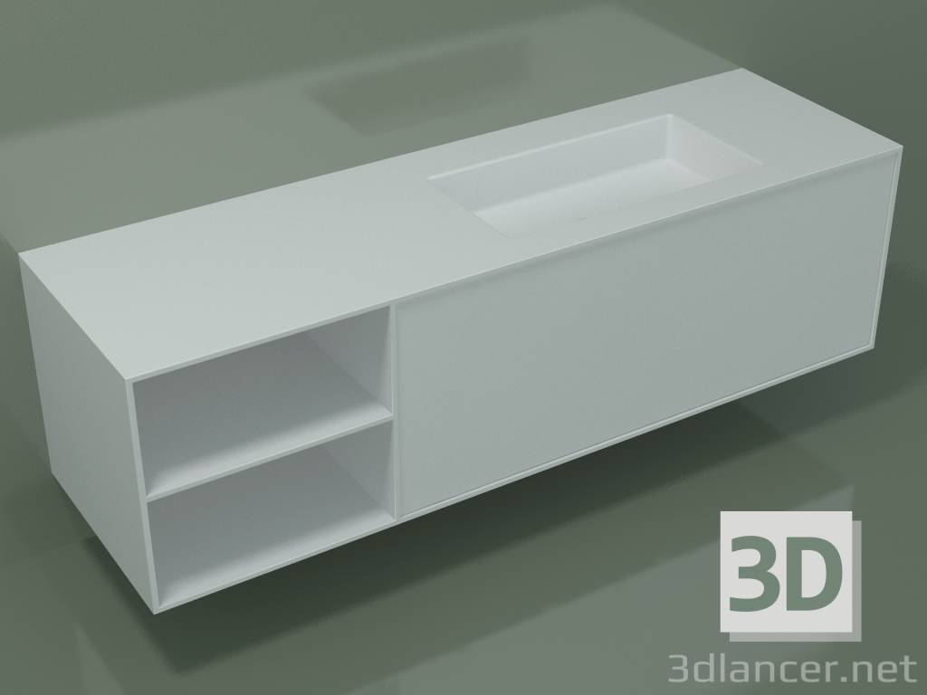 3d model Lavabo con cajón y compartimento (06UC934D2, Glacier White C01, L 168, P 50, H 48 cm) - vista previa